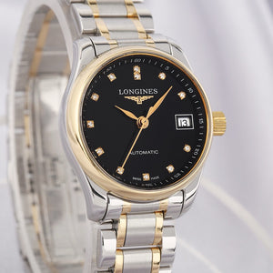 ✨Pre-Owned LONGINES Master Collection 25.5mm Two-Tone Diamond Dial Watch 🖤 | 18k Gold & Steel | L2.128.5.57.7 💫