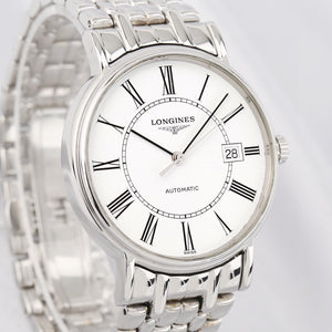 ✨Pre-Owned LONGINES Elegant Automatic 34.5mm White Dial Watch 🖤 | Exposed Skeleton Back | L4.921.4.11.6 💫