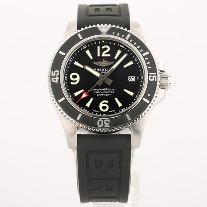 ✨Pre-Owned BREITLING Superocean Automatic 42mm Black Dial Watch 🖤 | Full Set 2020 Box & Card | A17366021B1S2 💫